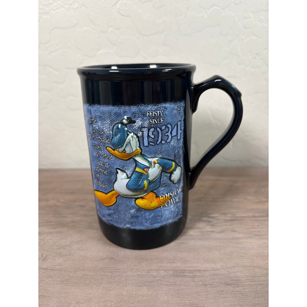 Disney DONALD DUCK BLUE Ceramic MUG 3D Frisky Fowl Feisty Since 1934 Embossed